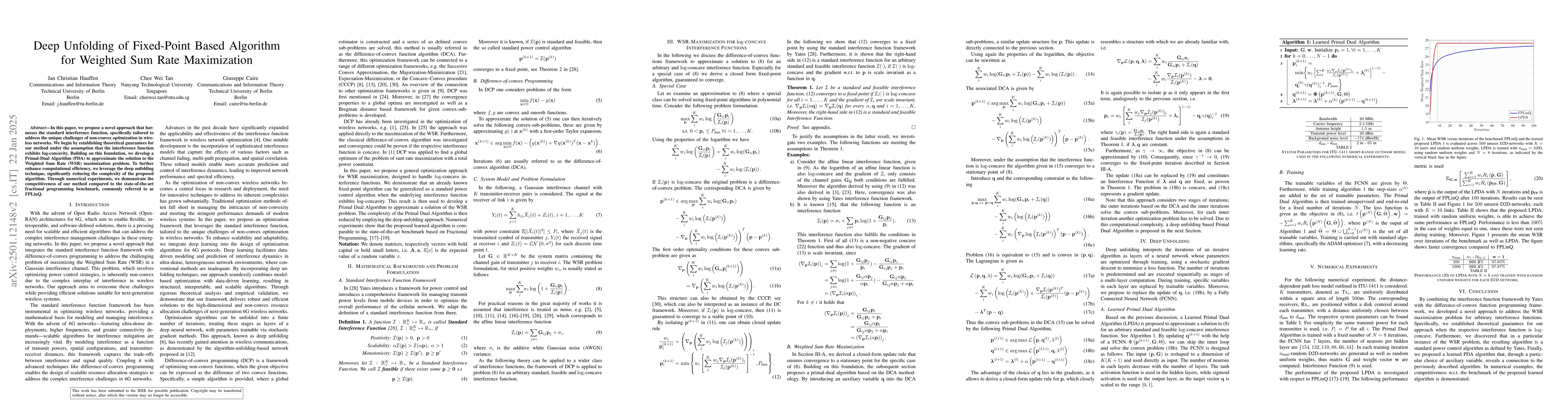 Thumbnail for Deep Unfolding of Fixed-Point based Algorithm for Weighted Sum Rate
  Maximization