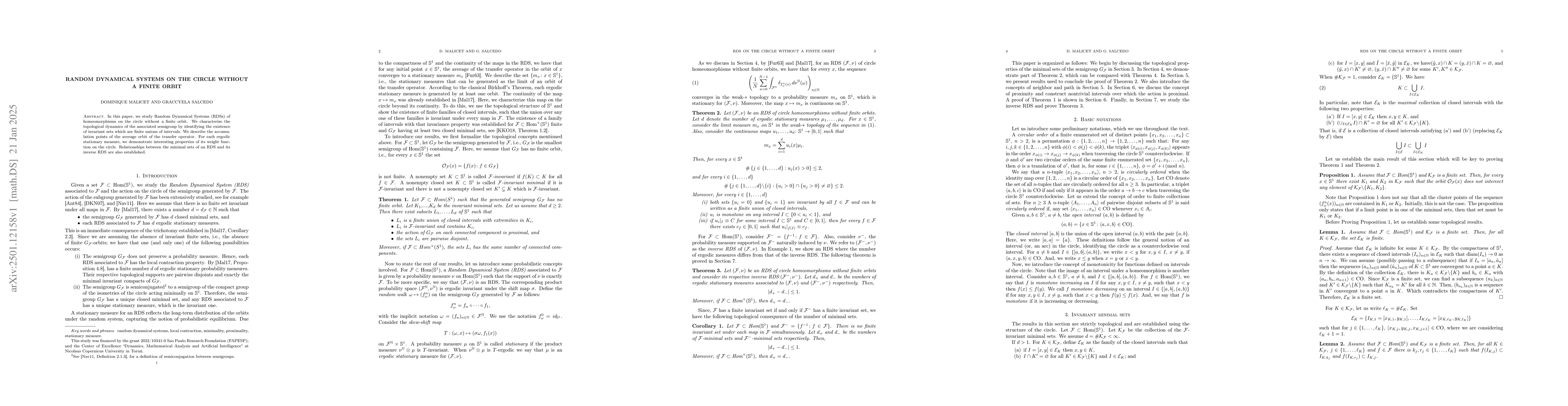 Thumbnail for Random Dynamical Systems on the circle without a finite orbit