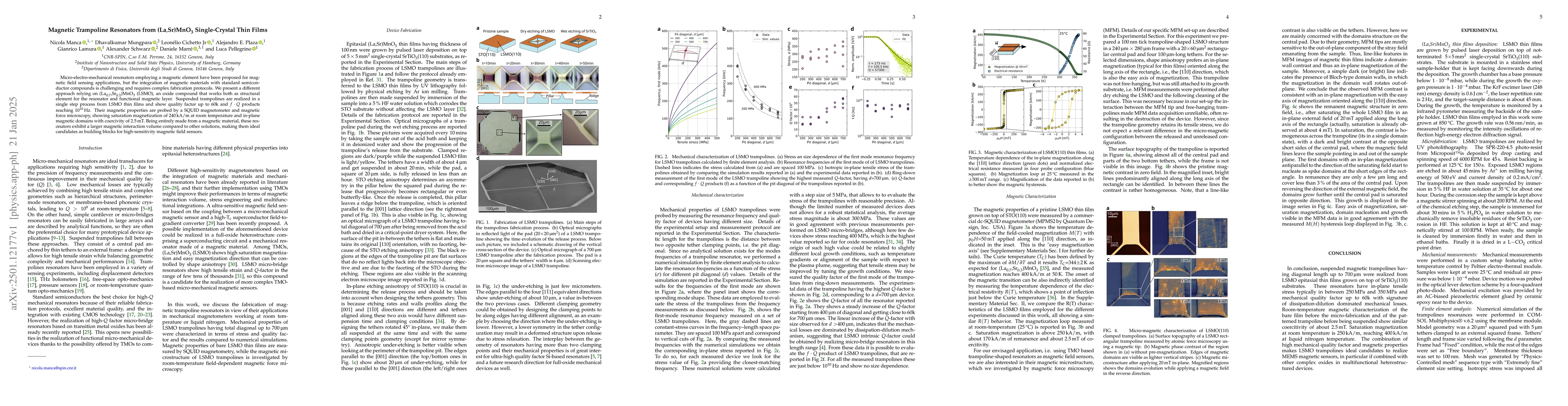 Thumbnail for Magnetic Trampoline Resonators from (La,Sr)MnO3 Single-Crystal Thin
  Films