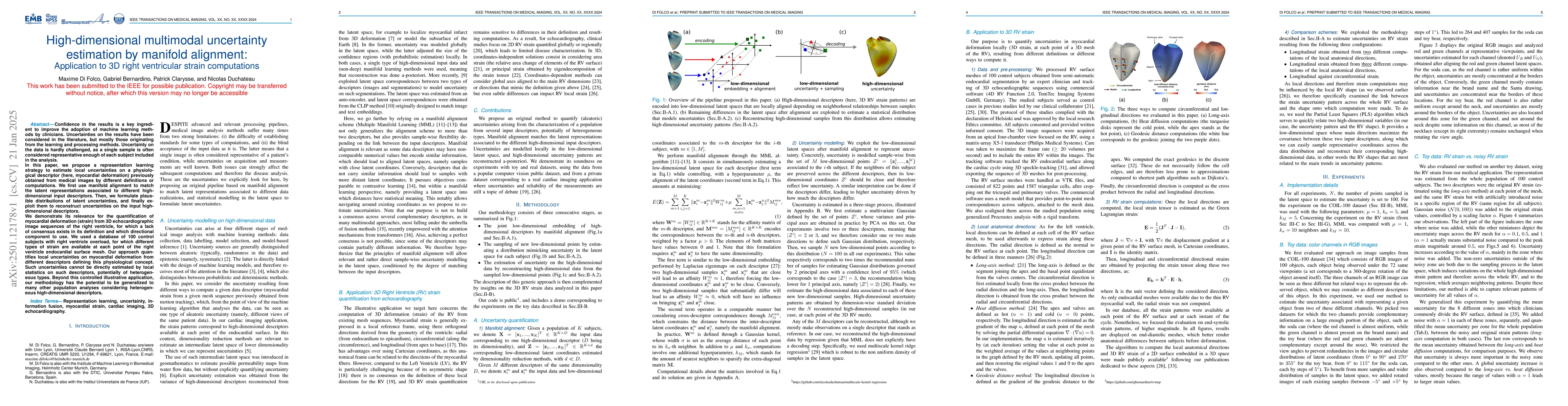 Thumbnail for High-dimensional multimodal uncertainty estimation by manifold
  alignment:Application to 3D right ventricular strain computations