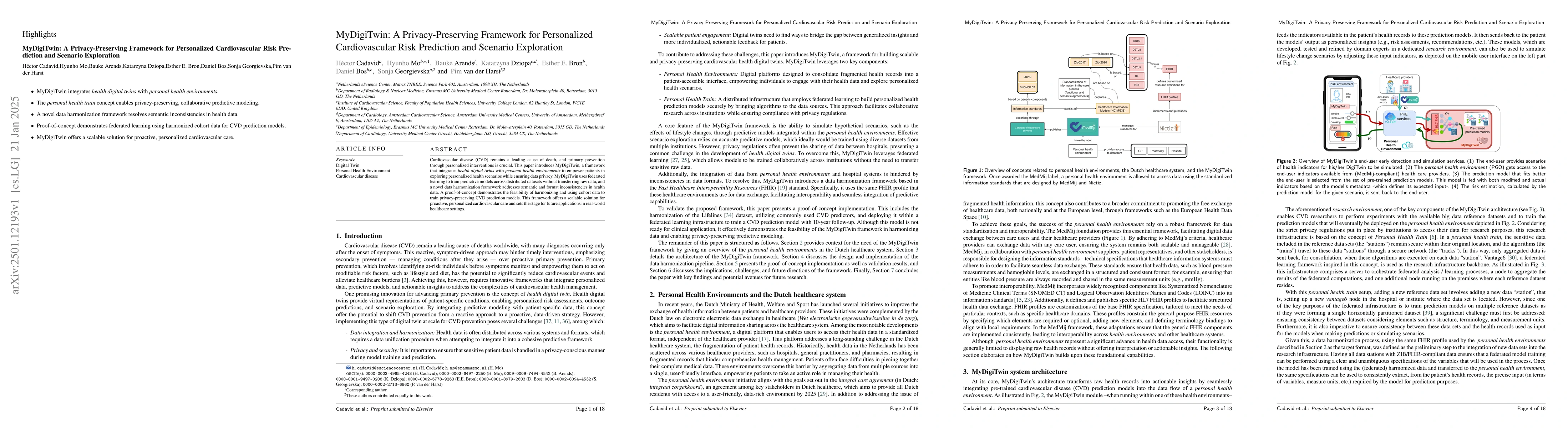 Thumbnail for MyDigiTwin: A Privacy-Preserving Framework for Personalized
  Cardiovascular Risk Prediction and Scenario Exploration