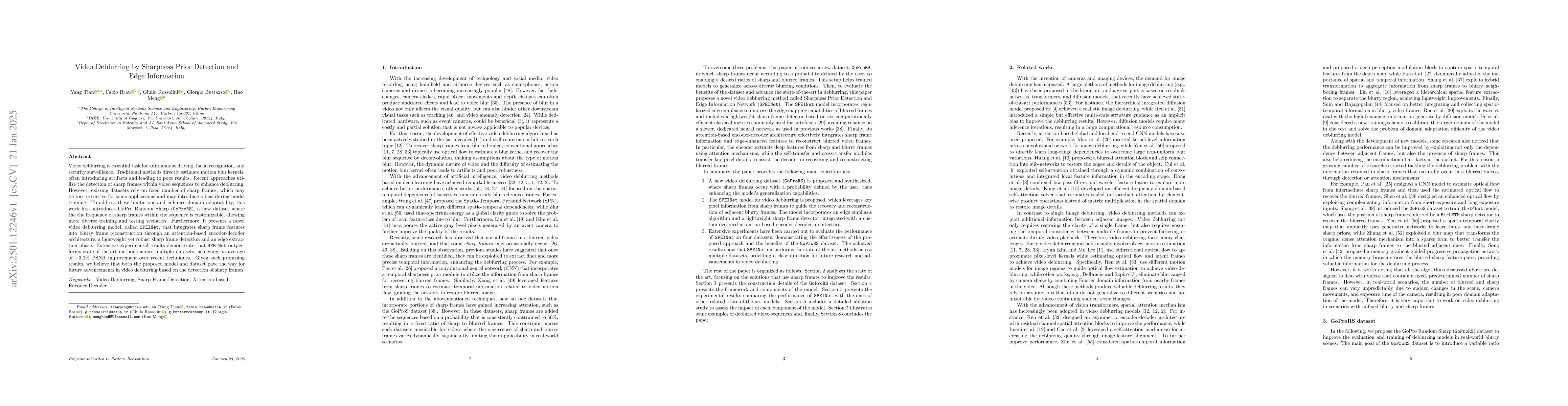 Thumbnail for Video Deblurring by Sharpness Prior Detection and Edge Information