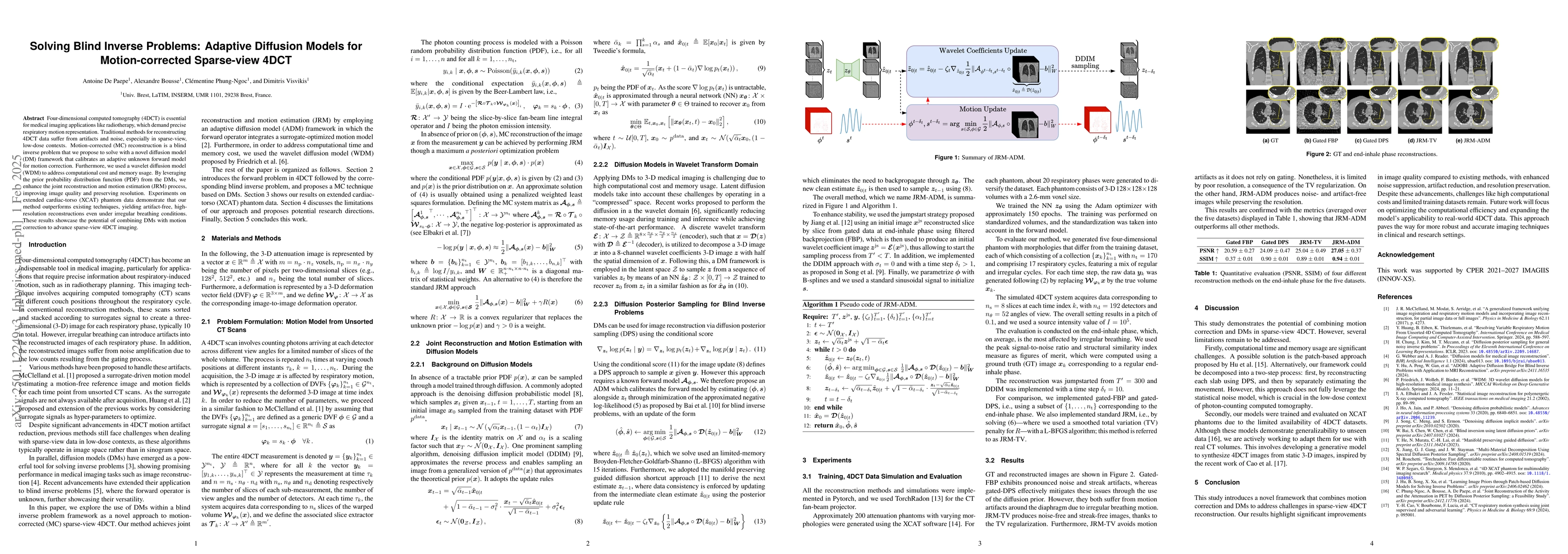 Thumbnail for Joint Reconstruction and Motion Estimation in Sparse-View 4DCT Using
  Diffusion Models within a Blind Inverse Problem Framework