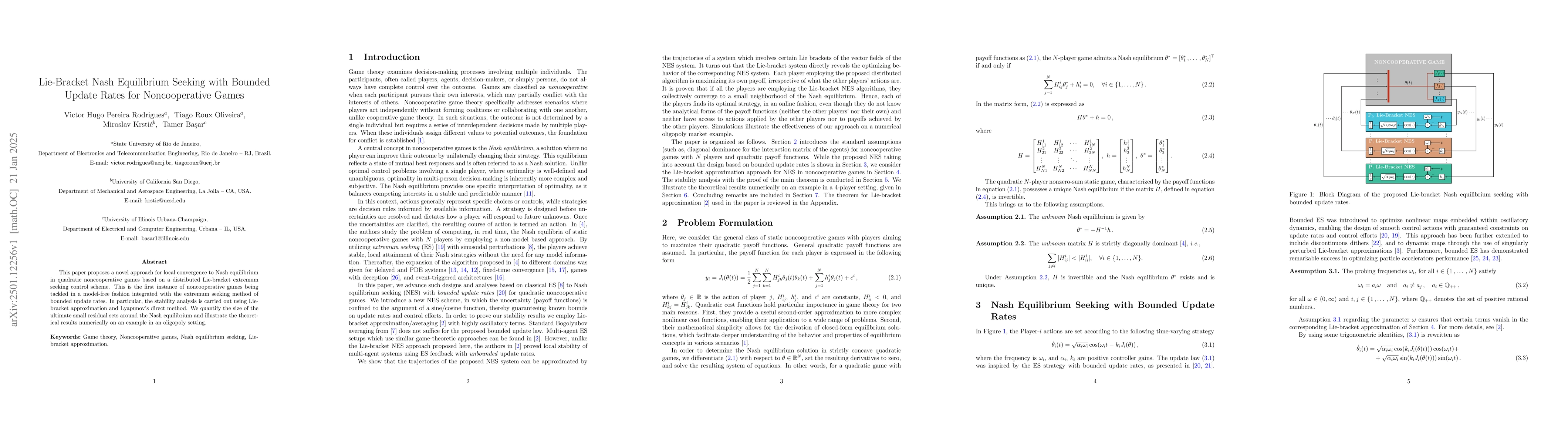 Thumbnail for Lie-Bracket Nash Equilibrium Seeking with Bounded Update Rates for
  Noncooperative Games