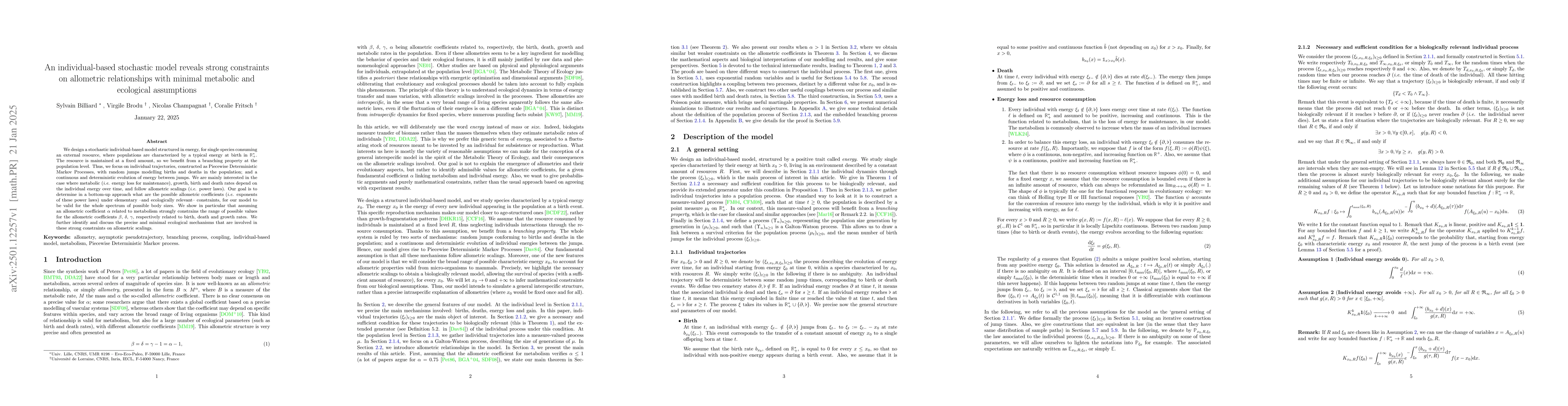 Thumbnail for An individual-based stochastic model reveals strong constraints on
  allometric relationships with minimal metabolic and ecological assumptions