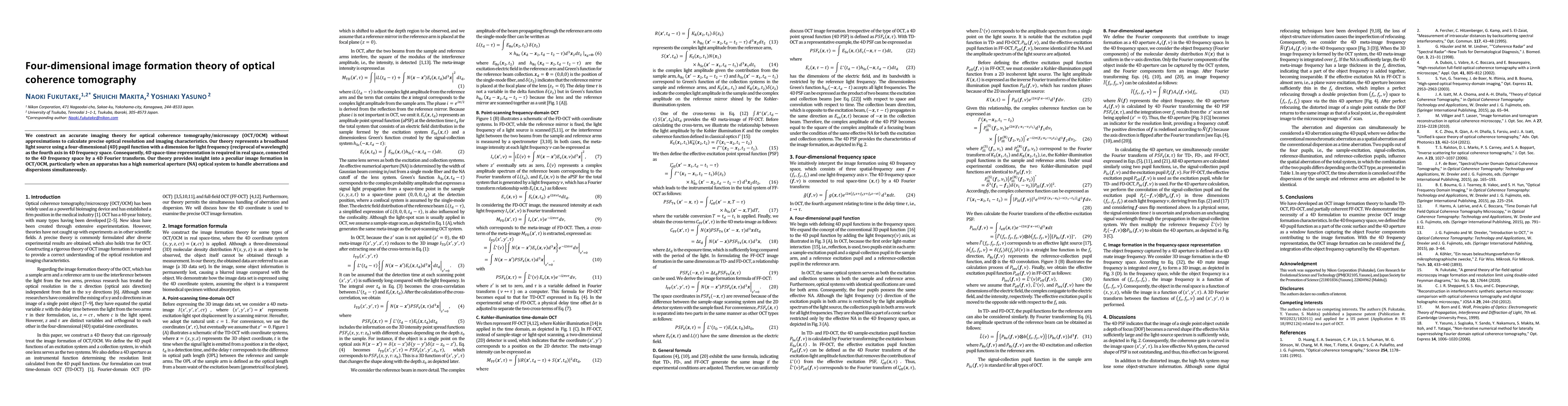 Thumbnail for Four-dimensional image formation theory of optical coherence tomography
