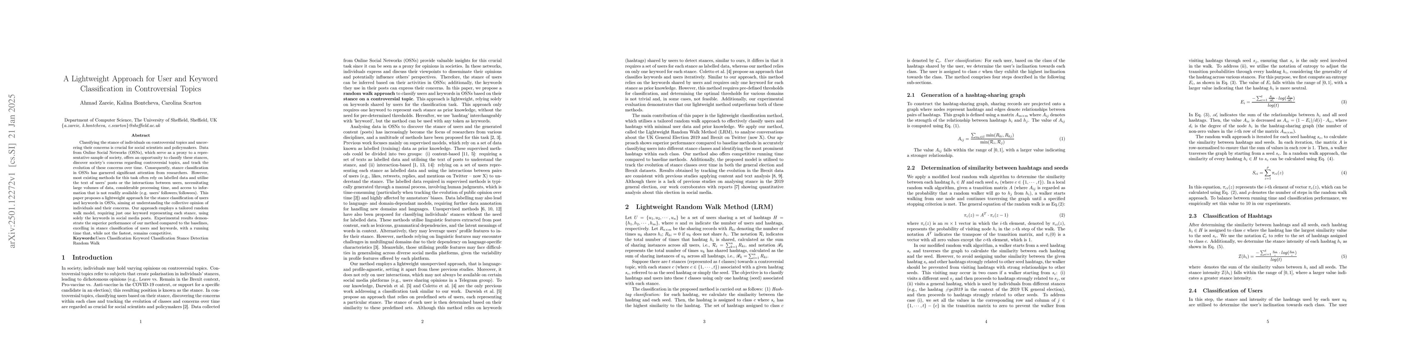 Thumbnail for A Lightweight Approach for User and Keyword Classification in
  Controversial Topics