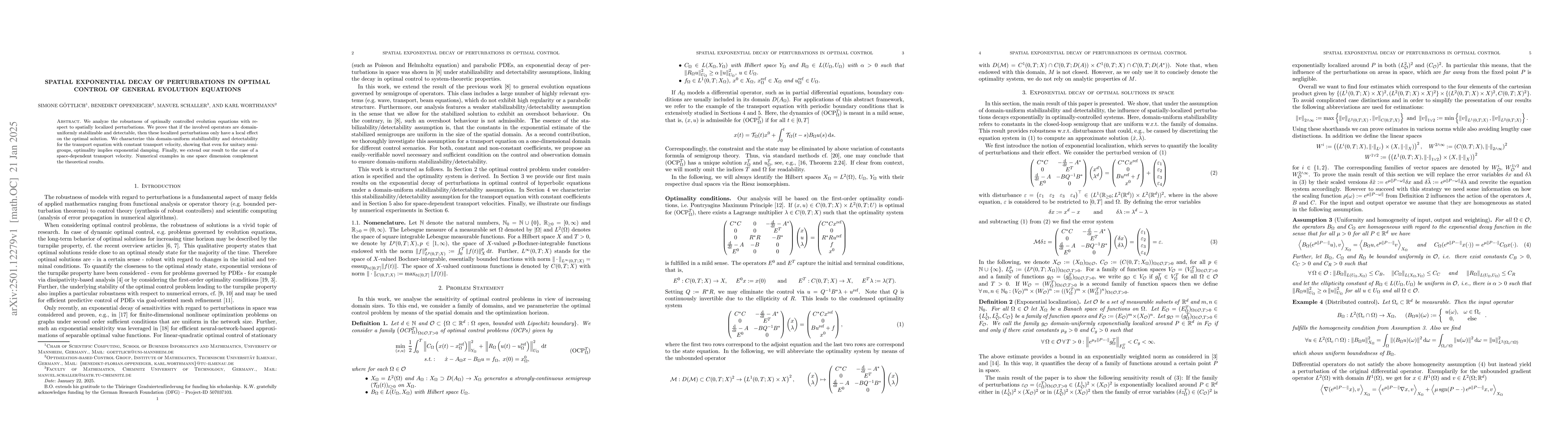 Thumbnail for Spatial exponential decay of perturbations in optimal control of general
  evolution equations