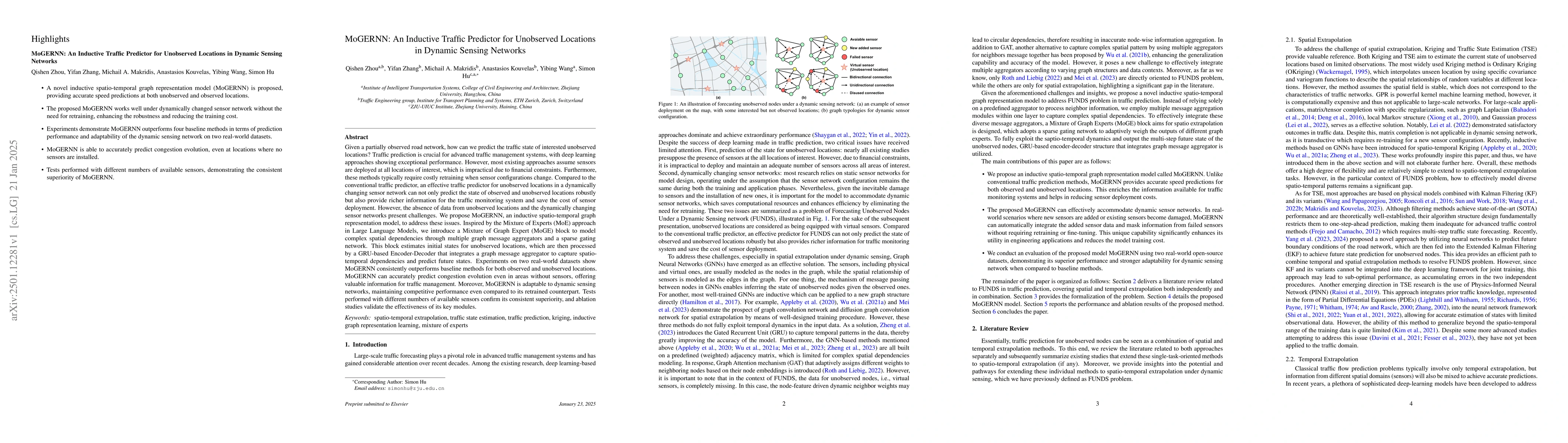 Thumbnail for MoGERNN: An Inductive Traffic Predictor for Unobserved Locations in
  Dynamic Sensing Networks