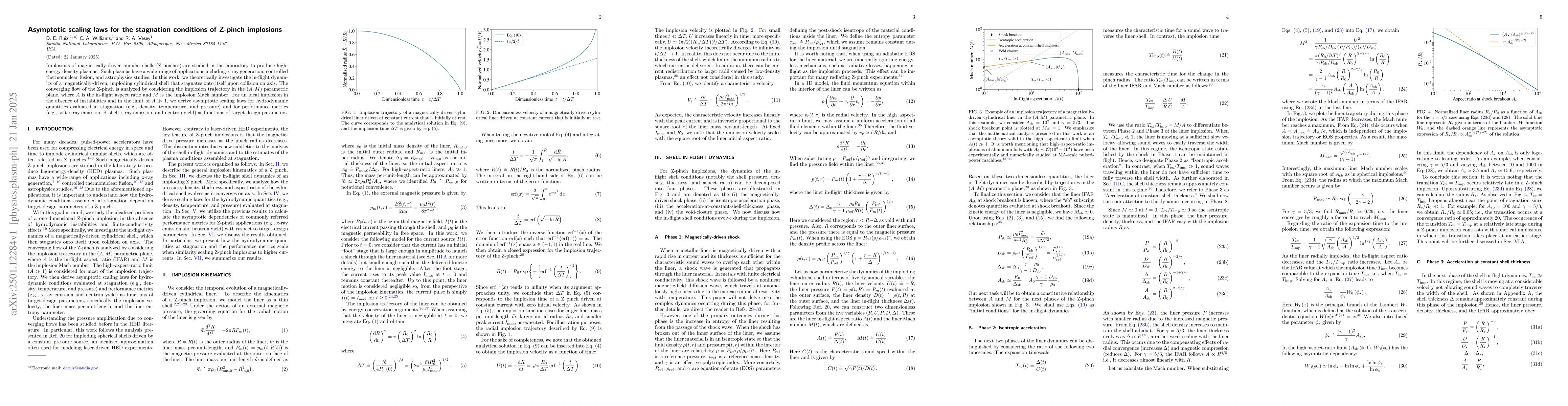 Thumbnail for Asymptotic scaling laws for the stagnation conditions of Z-pinch
  implosions