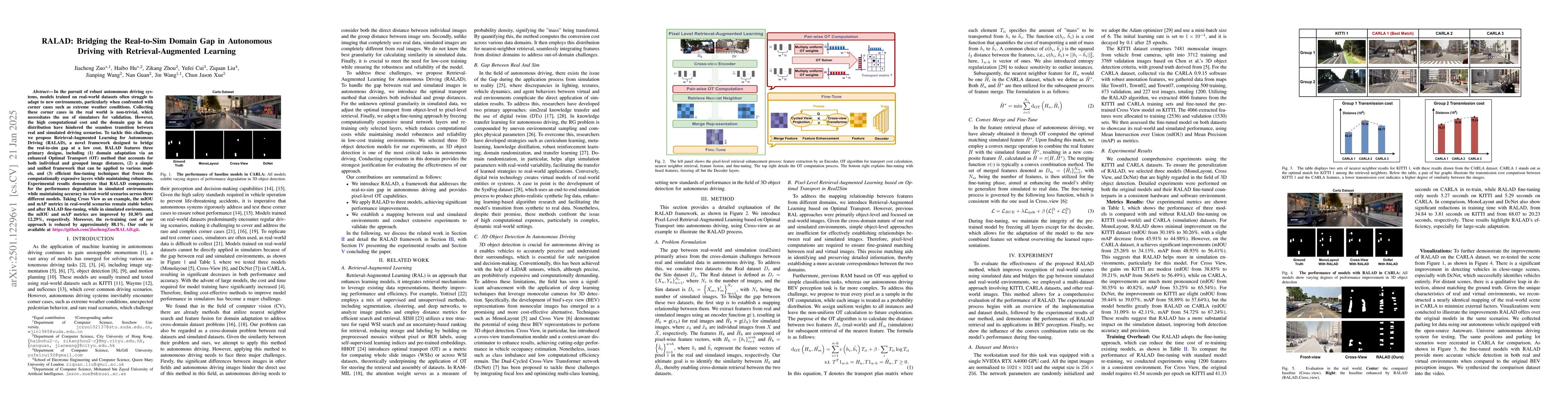 Thumbnail for RALAD: Bridging the Real-to-Sim Domain Gap in Autonomous Driving with
  Retrieval-Augmented Learning