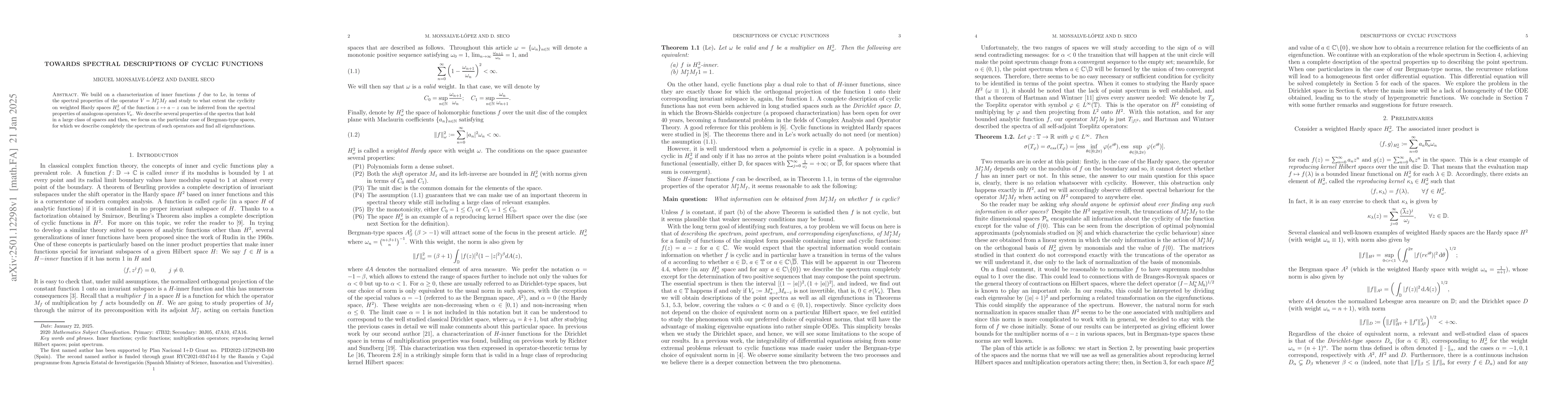 Thumbnail for Towards spectral descriptions of cyclic functions