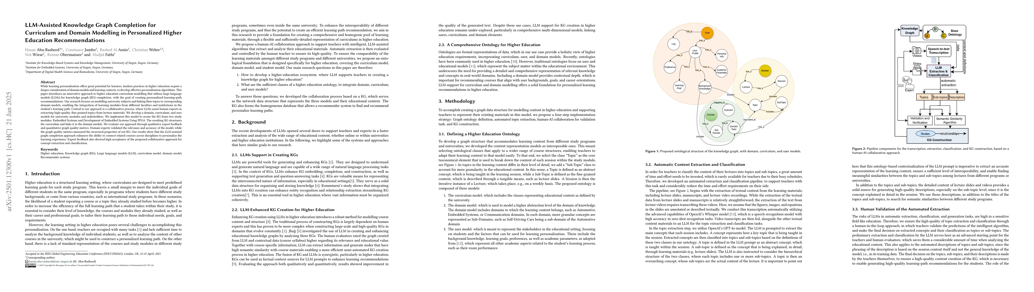 Thumbnail for LLM-Assisted Knowledge Graph Completion for Curriculum and Domain
  Modelling in Personalized Higher Education Recommendations