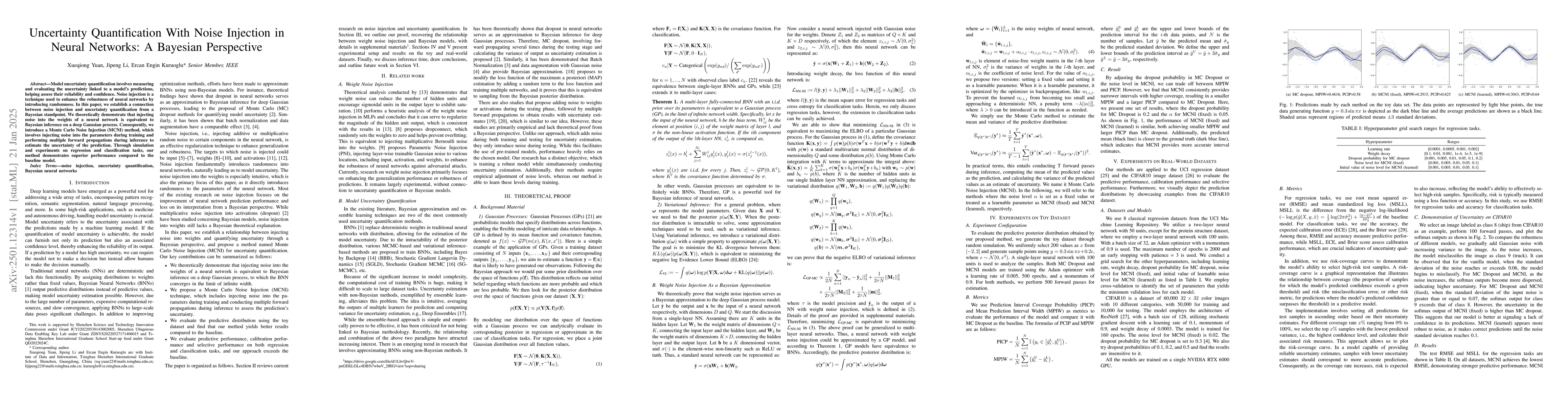 Thumbnail for Uncertainty Quantification With Noise Injection in Neural Networks: A
  Bayesian Perspective