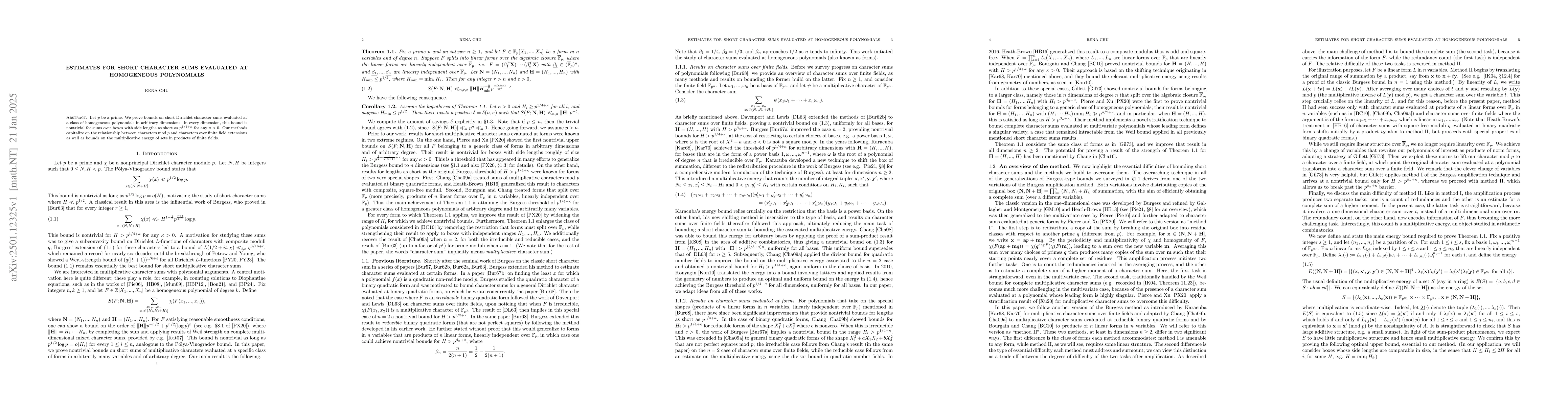 Thumbnail for Estimates for short character sums evaluated at homogeneous polynomials