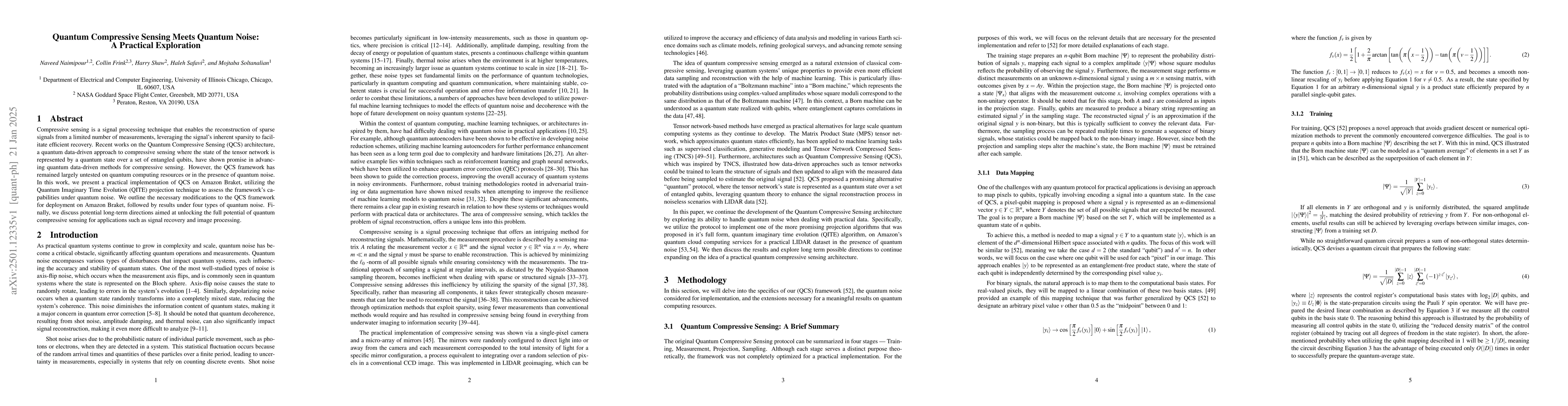 Thumbnail for Quantum Compressive Sensing Meets Quantum Noise: A Practical Exploration