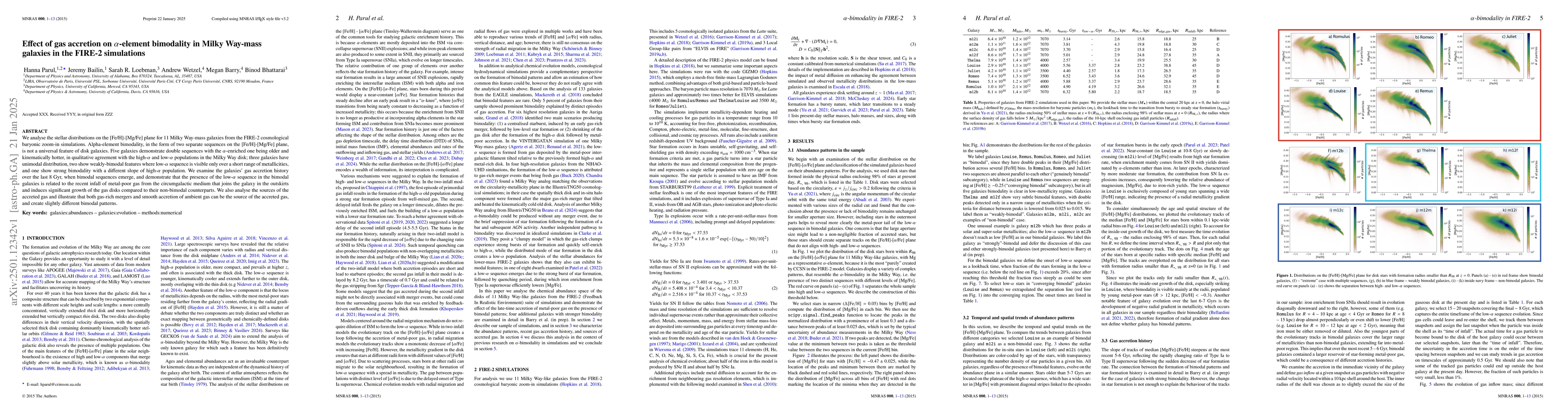 Thumbnail for Effect of gas accretion on $α$-element bimodality in Milky Way-mass
  galaxies in the FIRE-2 simulations