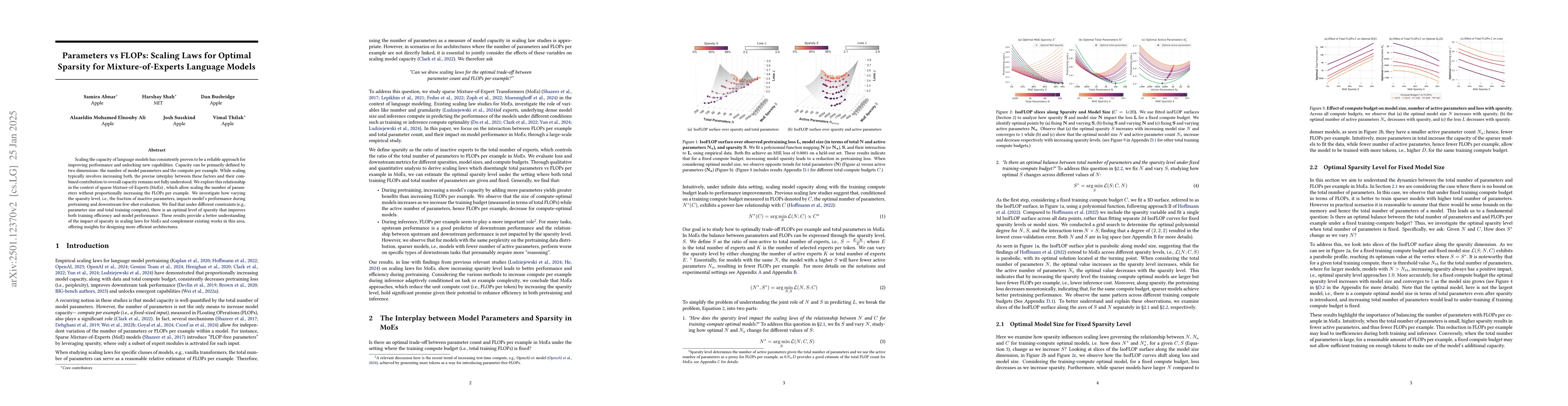 Thumbnail for Parameters vs FLOPs: Scaling Laws for Optimal Sparsity for
  Mixture-of-Experts Language Models