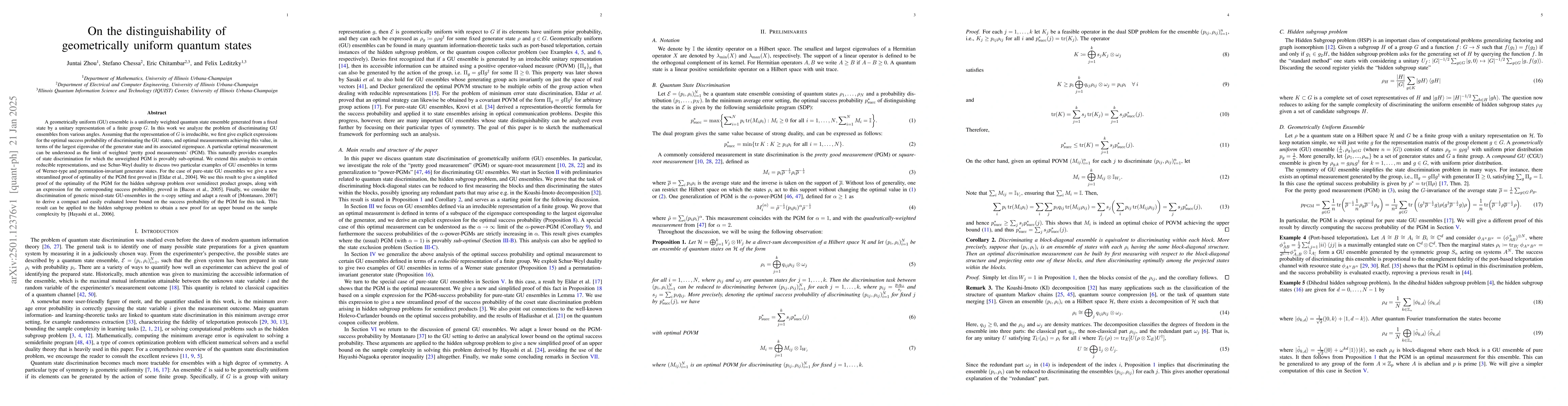 Thumbnail for On the distinguishability of geometrically uniform quantum states