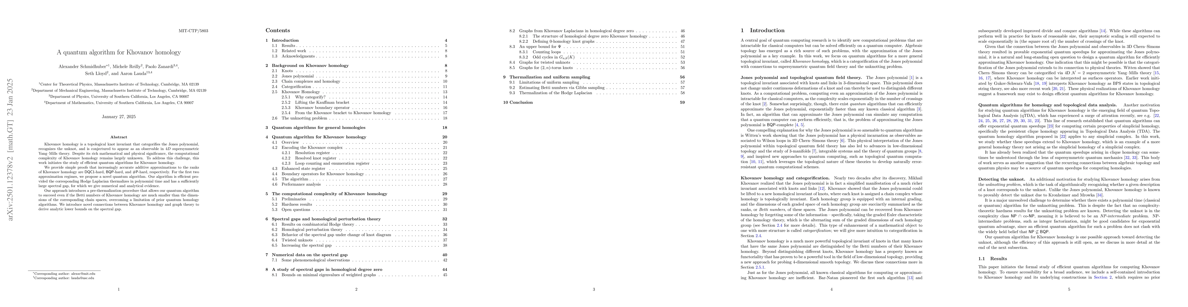 Thumbnail for A quantum algorithm for Khovanov homology