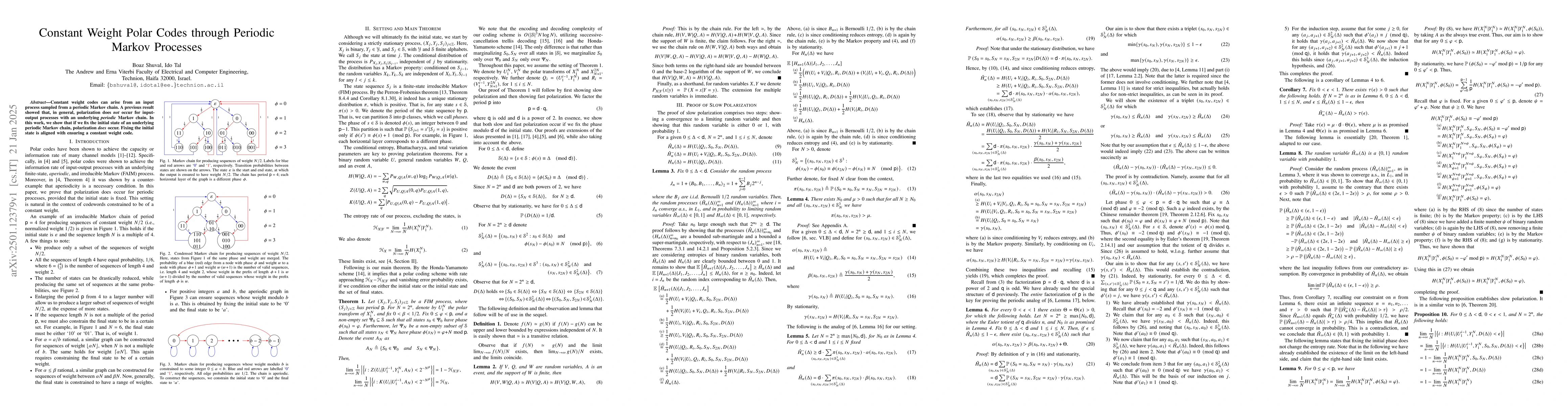 Thumbnail for Constant Weight Polar Codes through Periodic Markov Processes