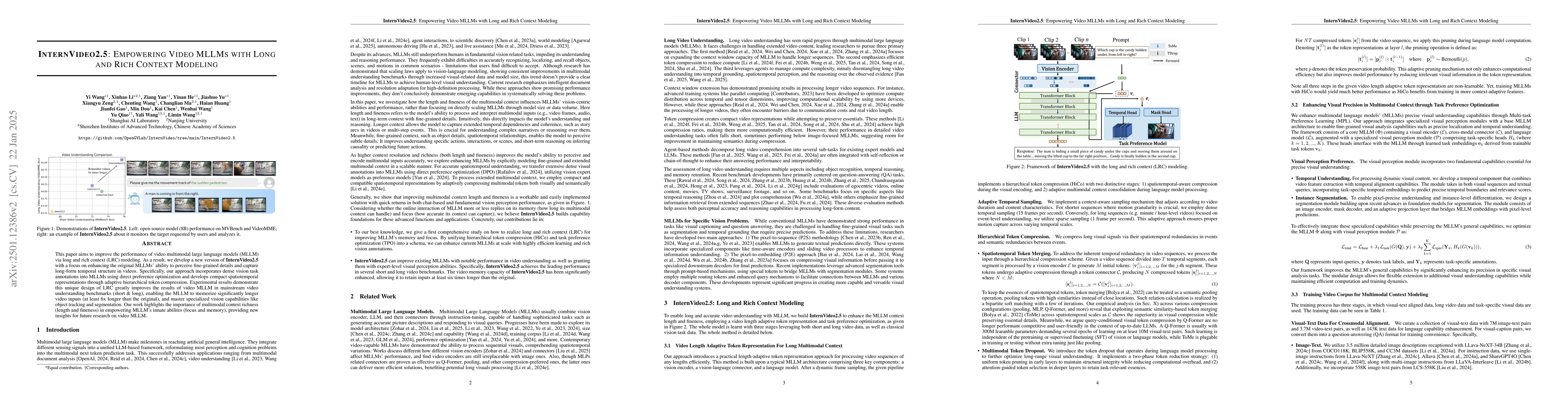 Thumbnail for InternVideo2.5: Empowering Video MLLMs with Long and Rich Context
  Modeling