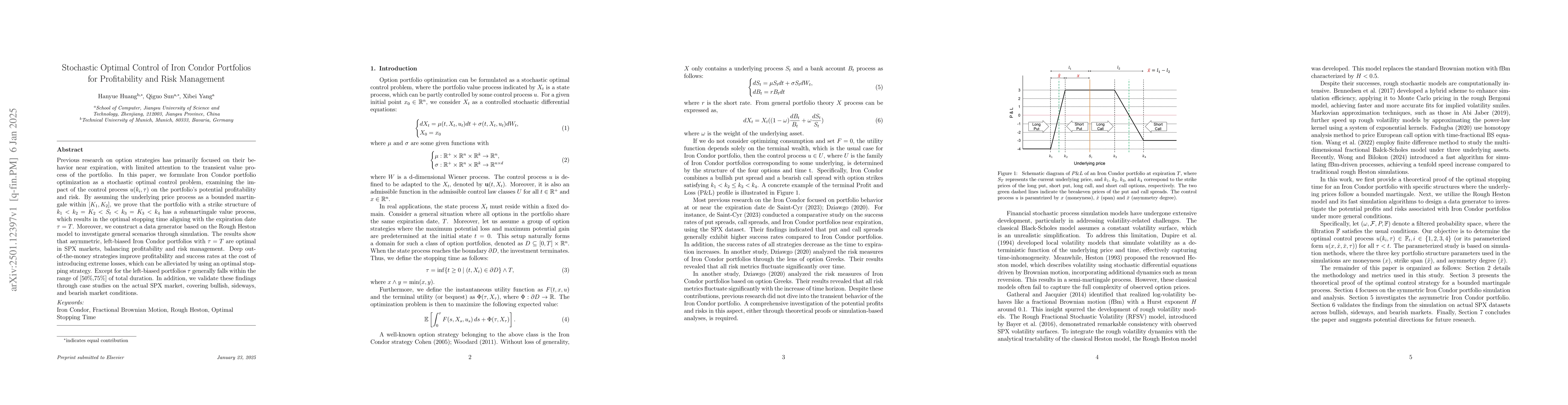 Thumbnail for Stochastic Optimal Control of Iron Condor Portfolios for Profitability
  and Risk Management