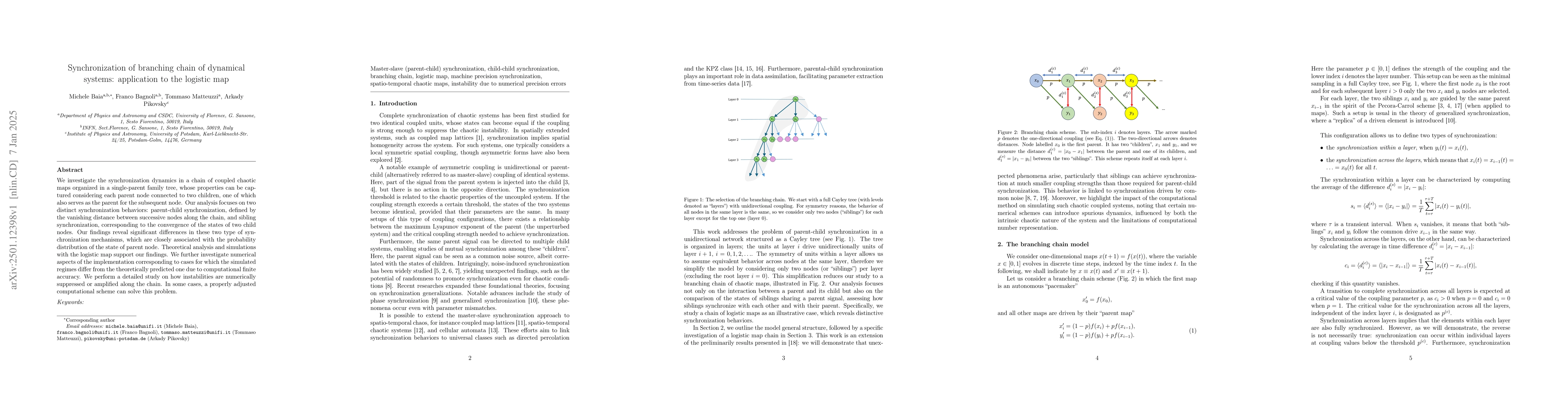 Thumbnail for Synchronization of branching chain of coupled maps: application to the
  logistic map
