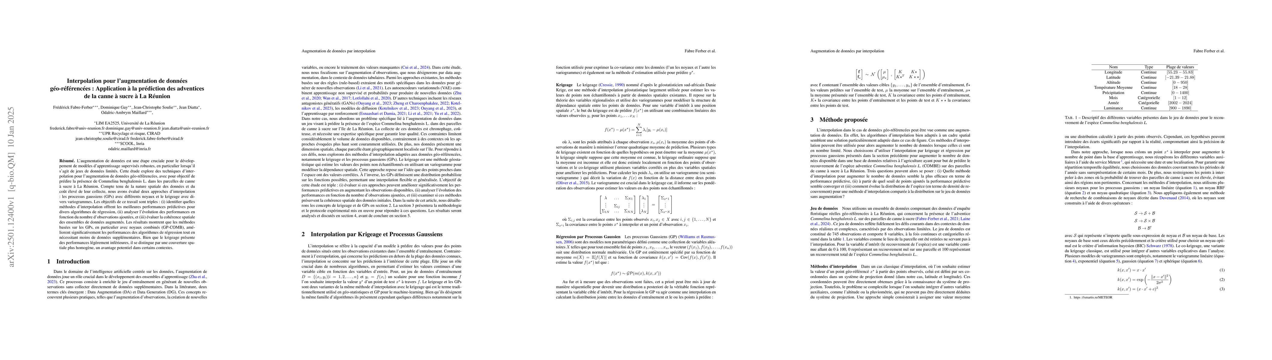 Thumbnail for Interpolation pour l'augmentation de donnees : Application à la
  gestion des adventices de la canne a sucre a la Reunion