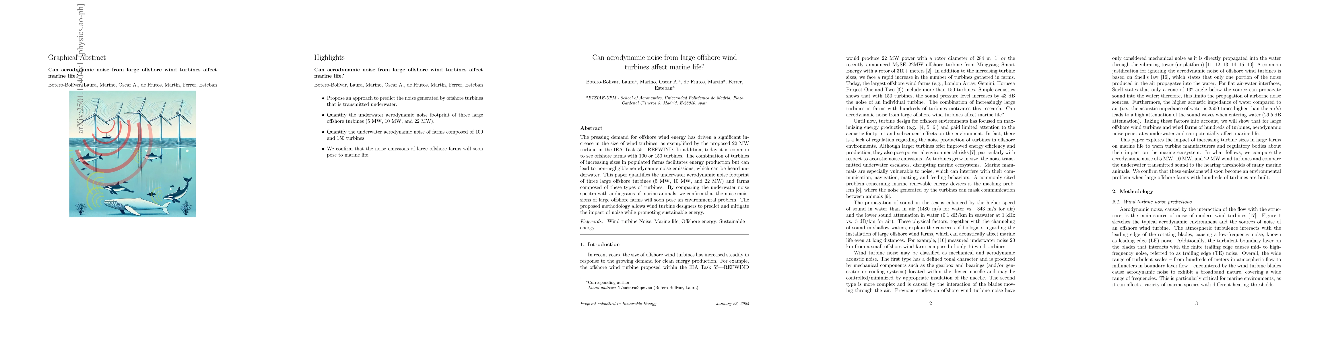 Thumbnail for Can aerodynamic noise from large offshore wind turbines affect marine
  life?