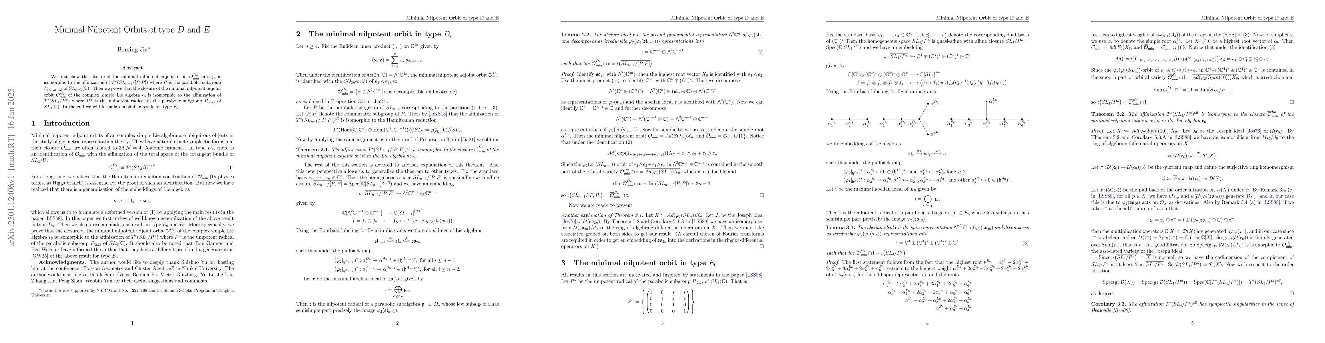 Thumbnail for Minimal Nilpotent Orbits of type D and E