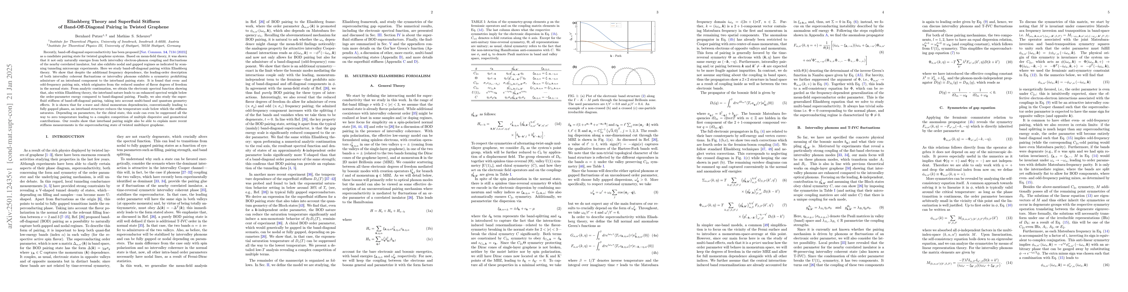 Thumbnail for Eliashberg Theory and Superfluid Stiffness of Band-Off-Diagonal Pairing
  in Twisted Graphene