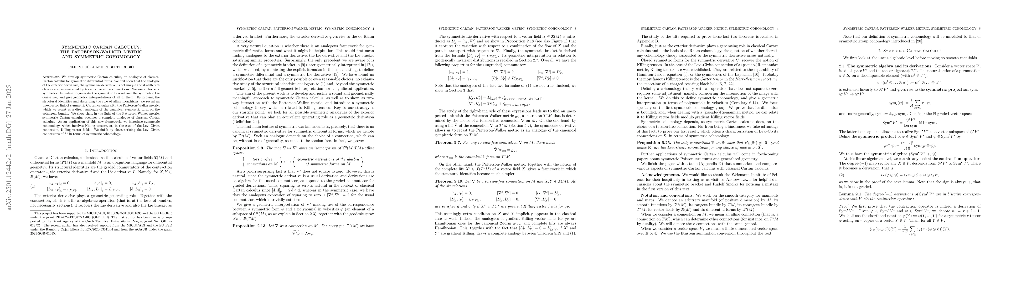 Thumbnail for Symmetric Cartan calculus, the Patterson-Walker metric and symmetric
  cohomology