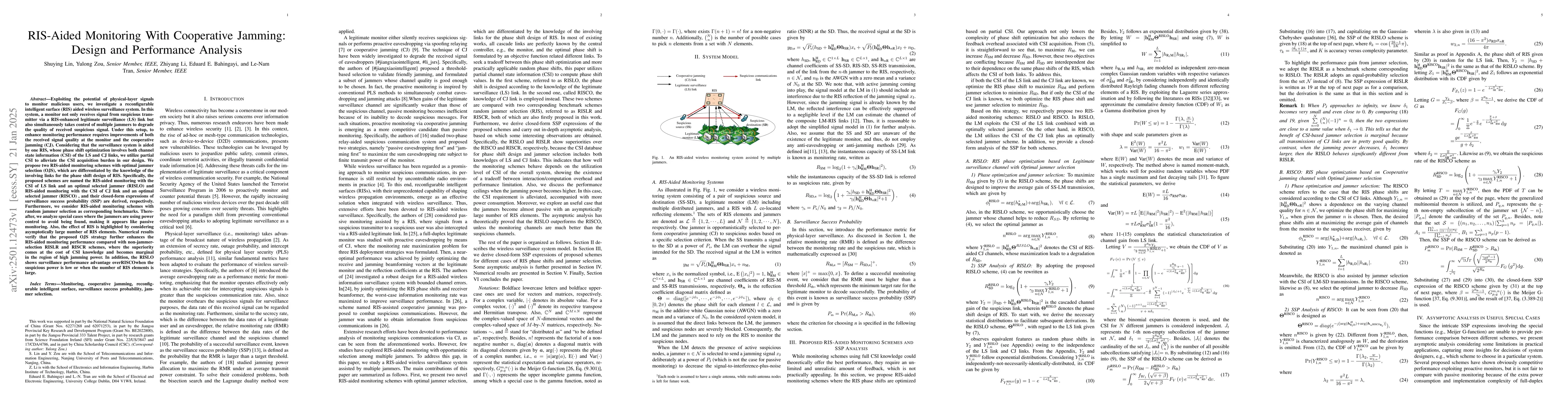Thumbnail for RIS-Aided Monitoring With Cooperative Jamming: Design and Performance
  Analysis