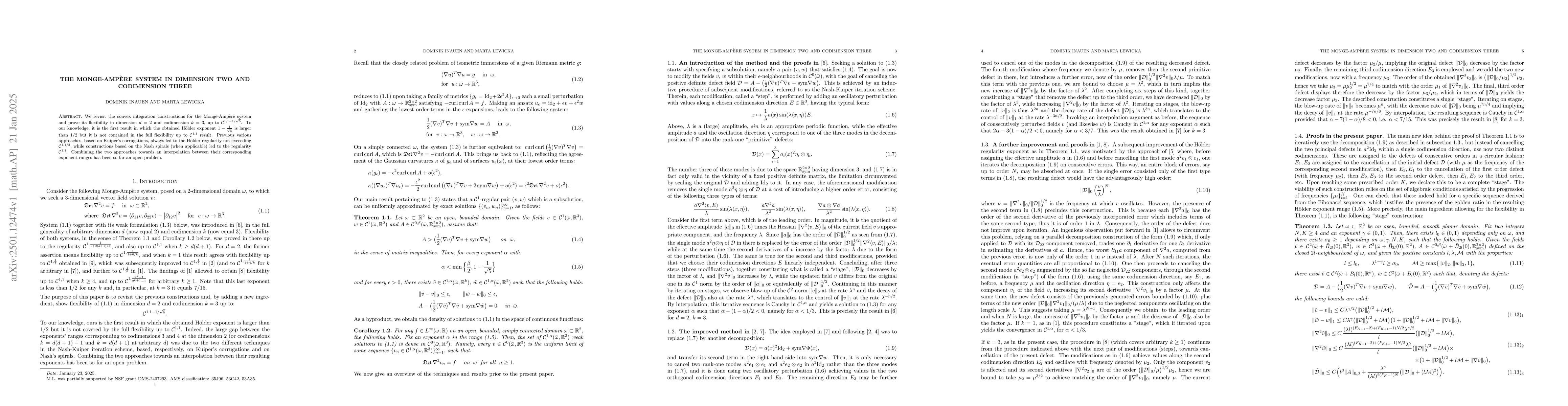 Thumbnail for The Monge-Ampere system in dimension two and codimension three