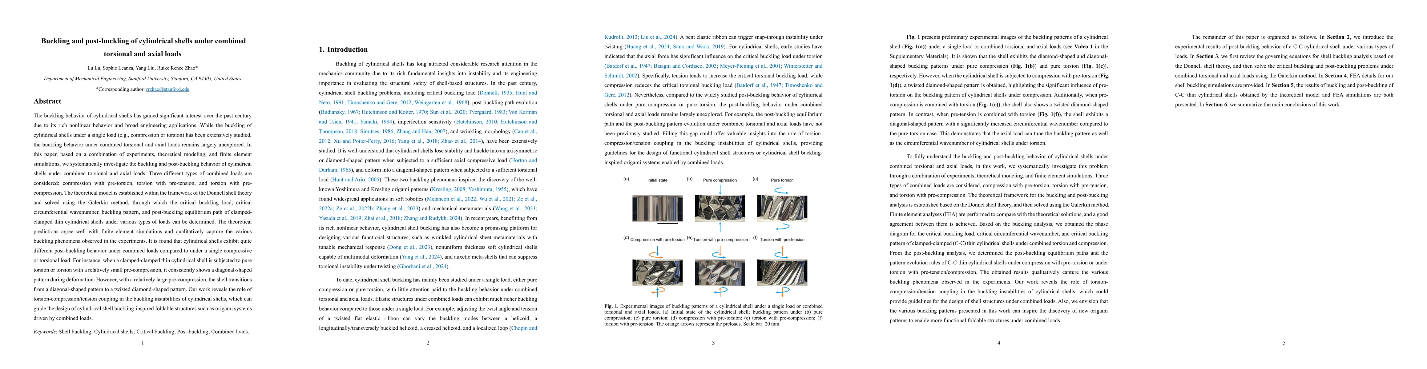 Thumbnail for Buckling and post-buckling of cylindrical shells under combined
  torsional and axial loads
