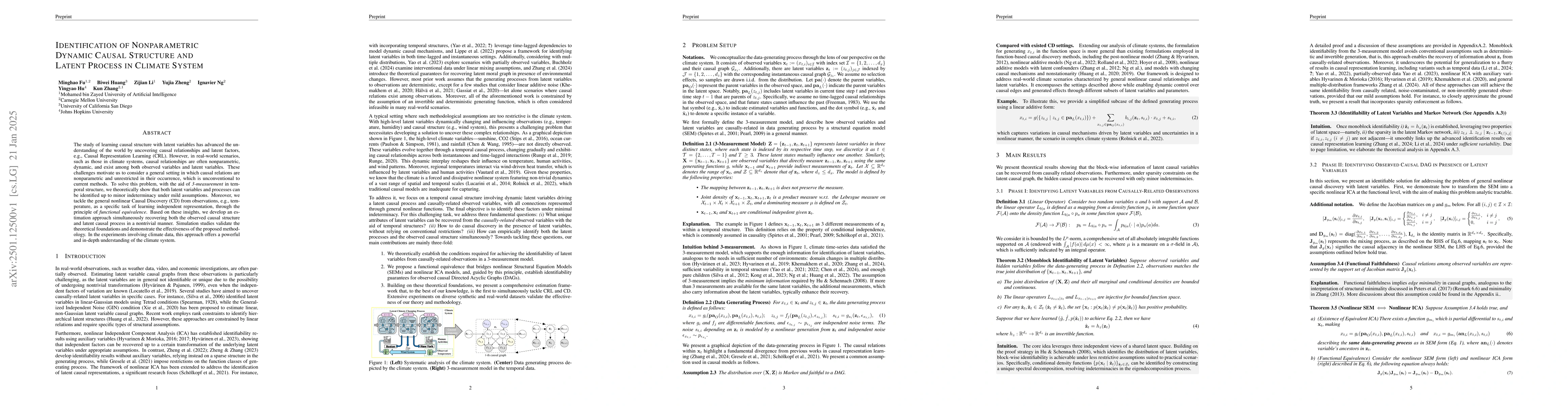 Thumbnail for Identification of Nonparametric Dynamic Causal Structure and Latent
  Process in Climate System