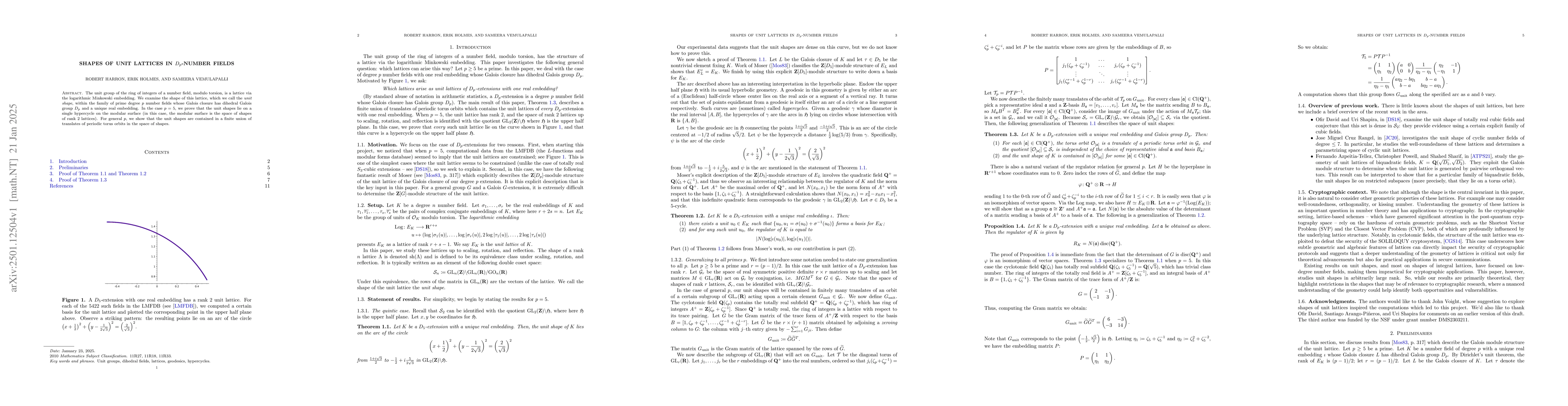 Thumbnail for Shapes of unit lattices in $D_p$-number fields