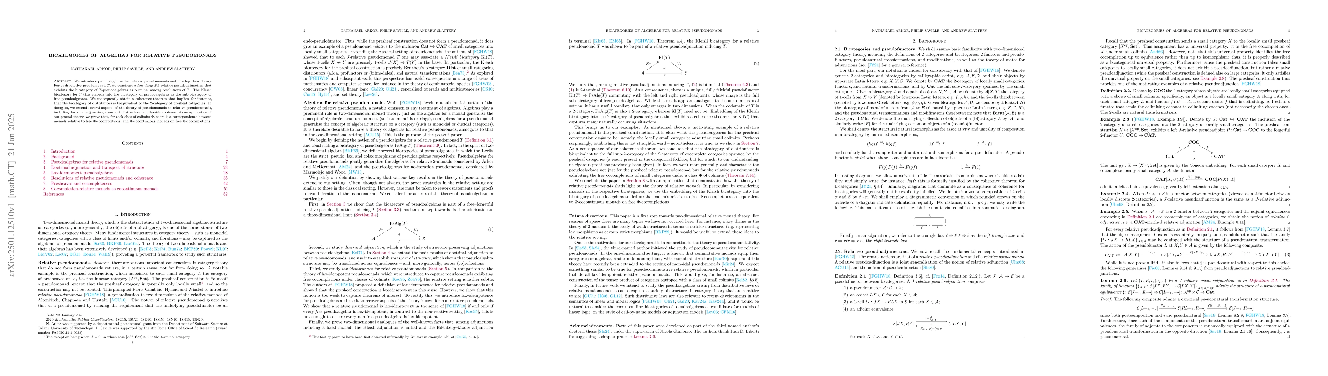 Thumbnail for Bicategories of algebras for relative pseudomonads