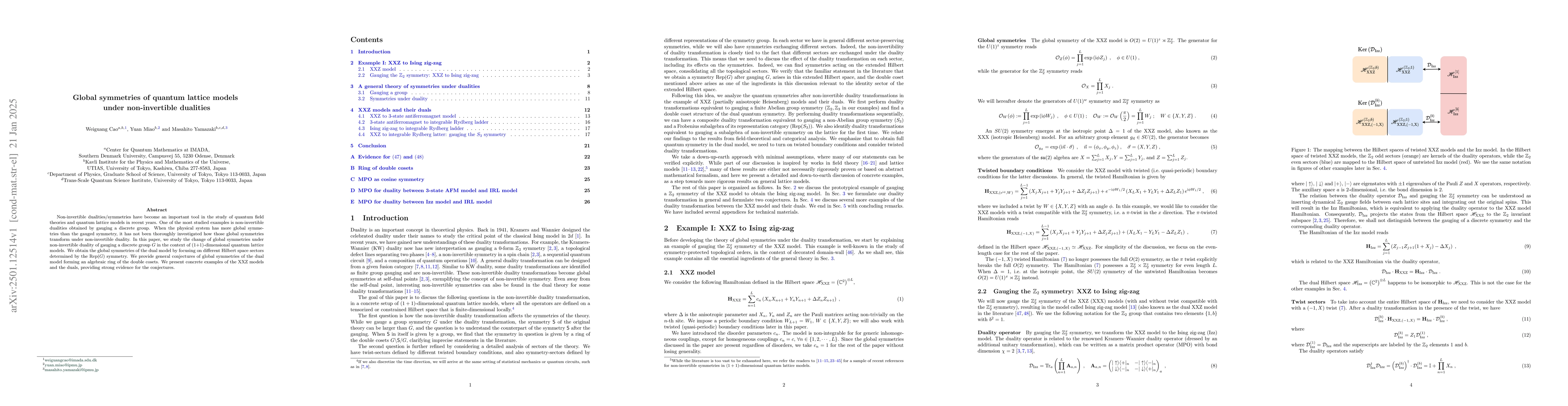 Thumbnail for Global symmetries of quantum lattice models under non-invertible
  dualities