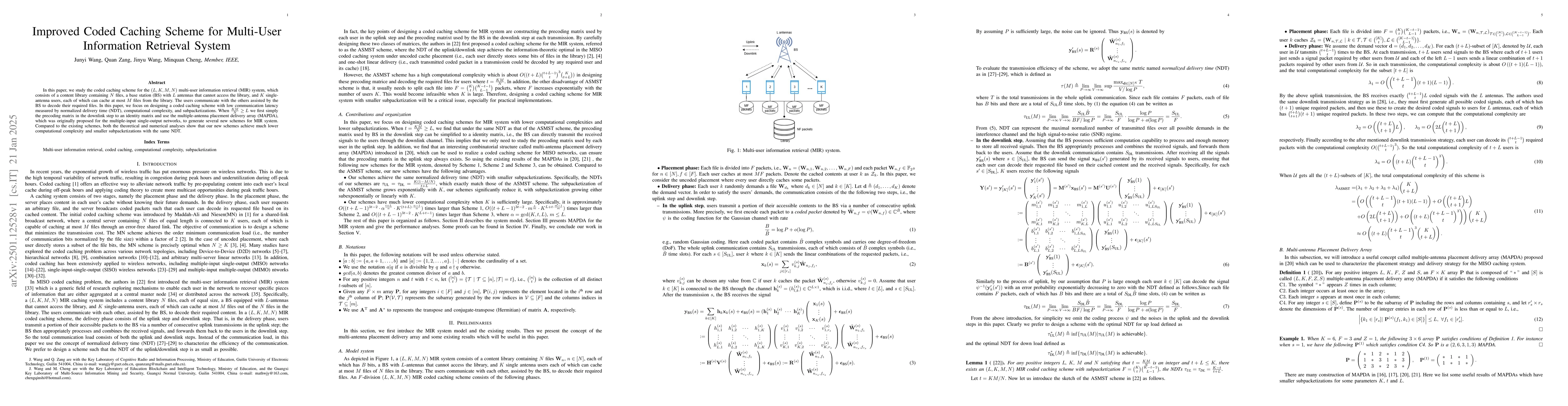 Thumbnail for Improved Coded Caching Scheme for Multi-User Information Retrieval
  System