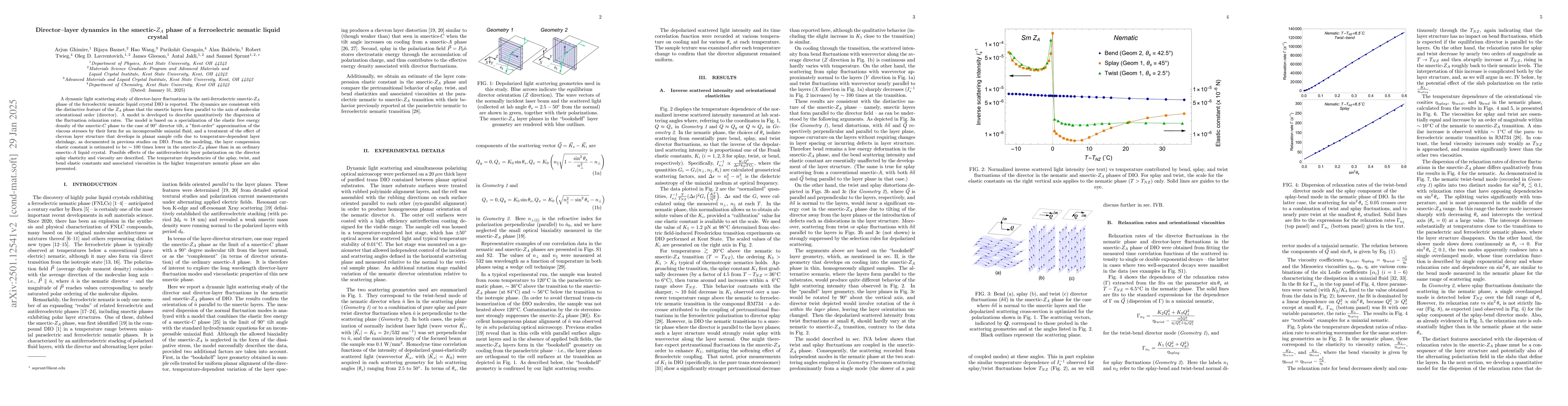 Thumbnail for Director-layer dynamics in the smectic-ZA phase of a ferroelectric
  nematic liquid crystal