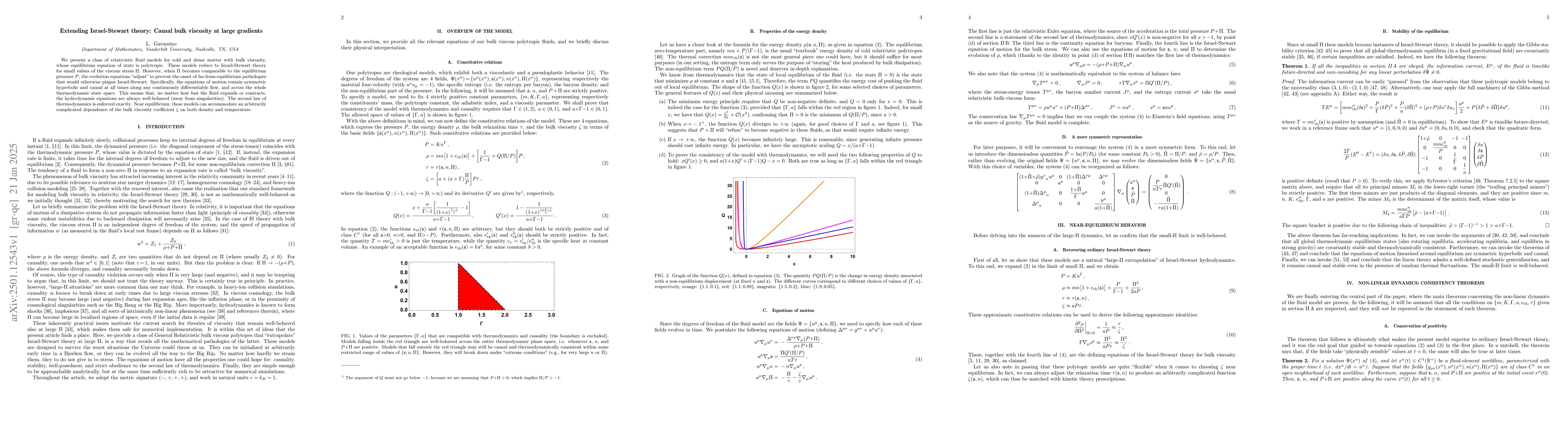 Thumbnail for Extending Israel-Stewart theory: Causal bulk viscosity at large
  gradients