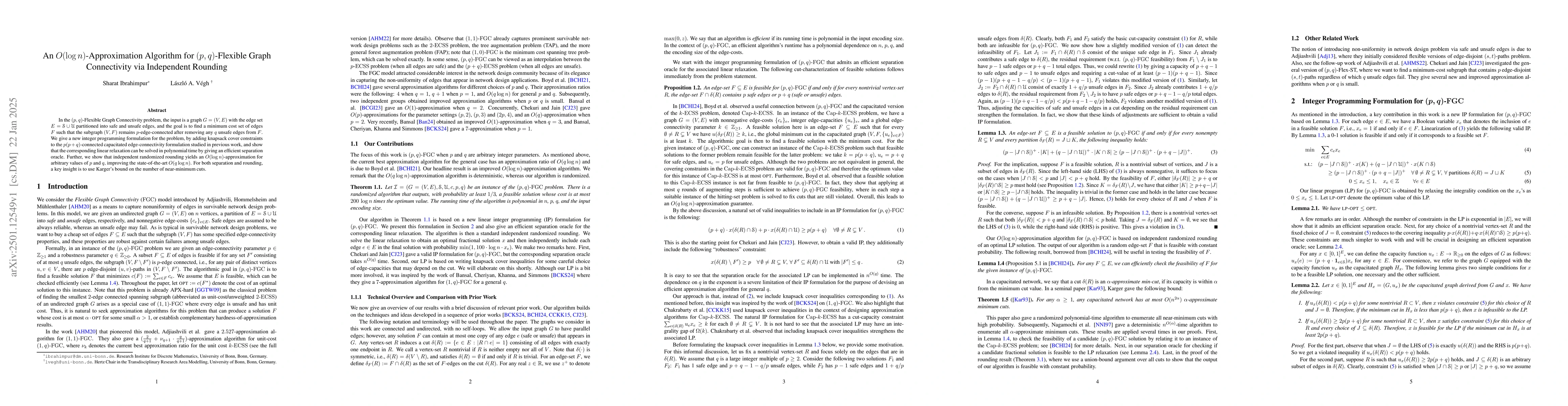 Thumbnail for An O(log n)-Approximation Algorithm for (p,q)-Flexible Graph
  Connectivity via Independent Rounding