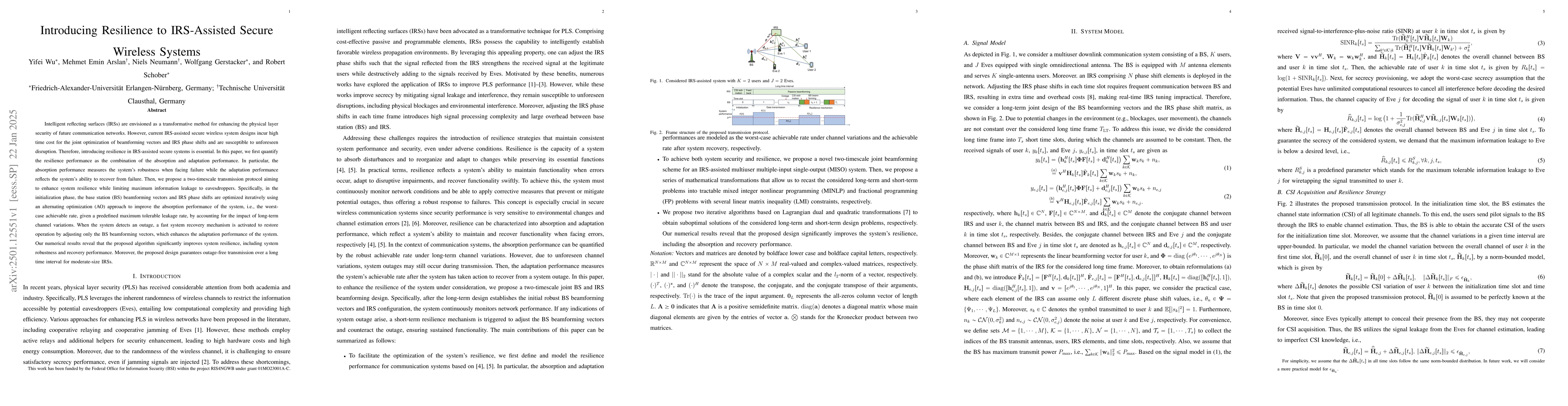 Thumbnail for Introducing Resilience to IRS-Assisted Secure Wireless Systems
