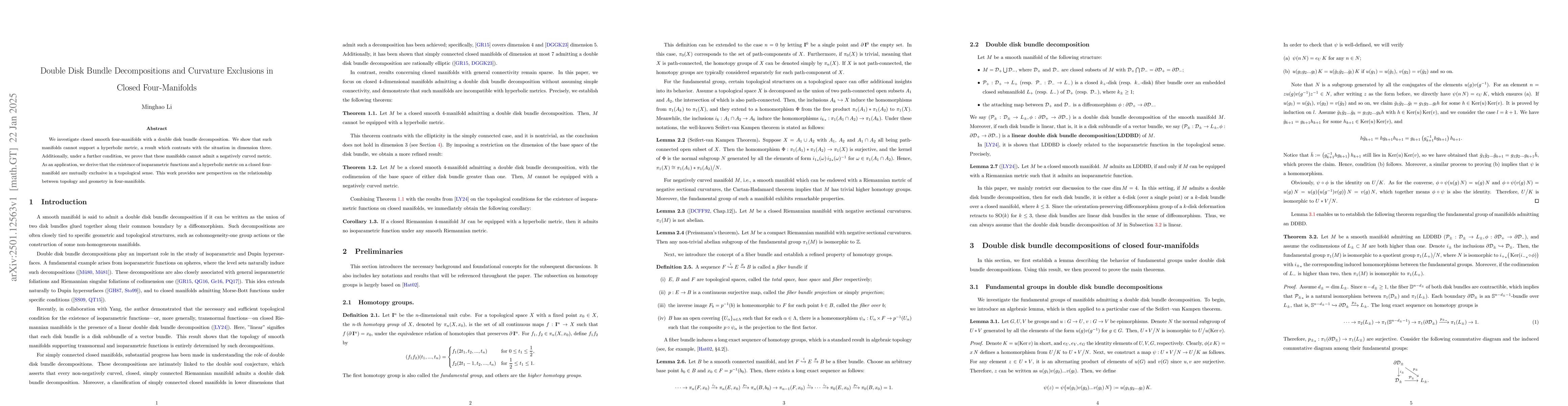 Thumbnail for Double Disk Bundle Decompositions and Curvature Exclusions in Closed
  Four-Manifolds