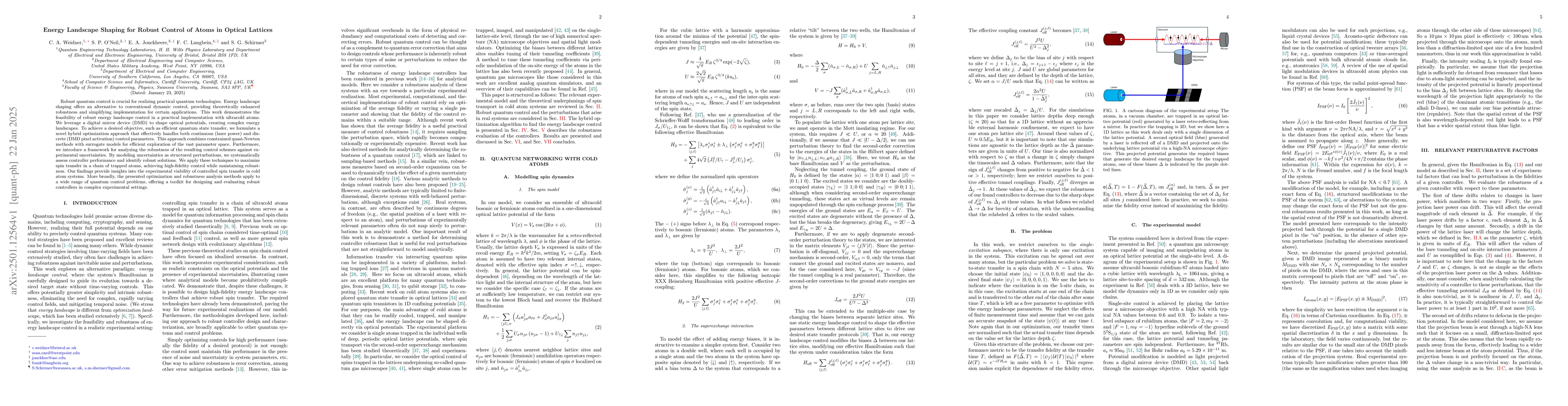 Thumbnail for Energy Landscape Shaping for Robust Control of Atoms in Optical Lattices