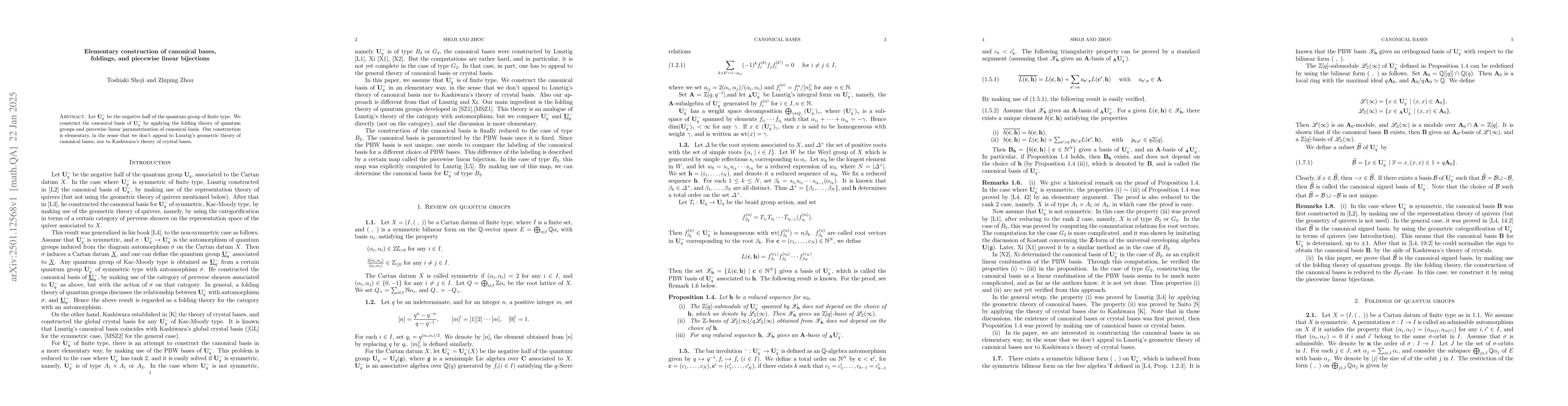 Thumbnail for Elementary construction of canonical bases, foldings, and piecewise
  linear bijections