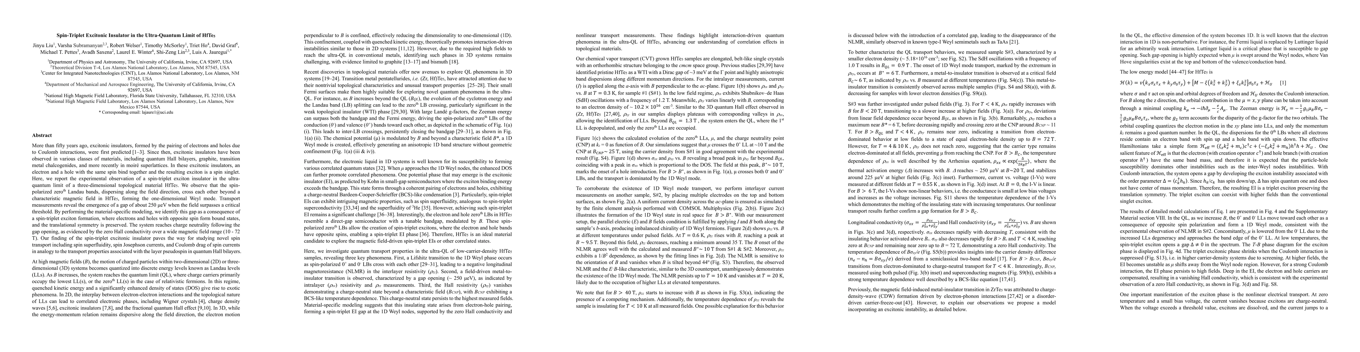 Thumbnail for Spin-Triplet Excitonic Insulator in the Ultra-Quantum Limit of HfTe5