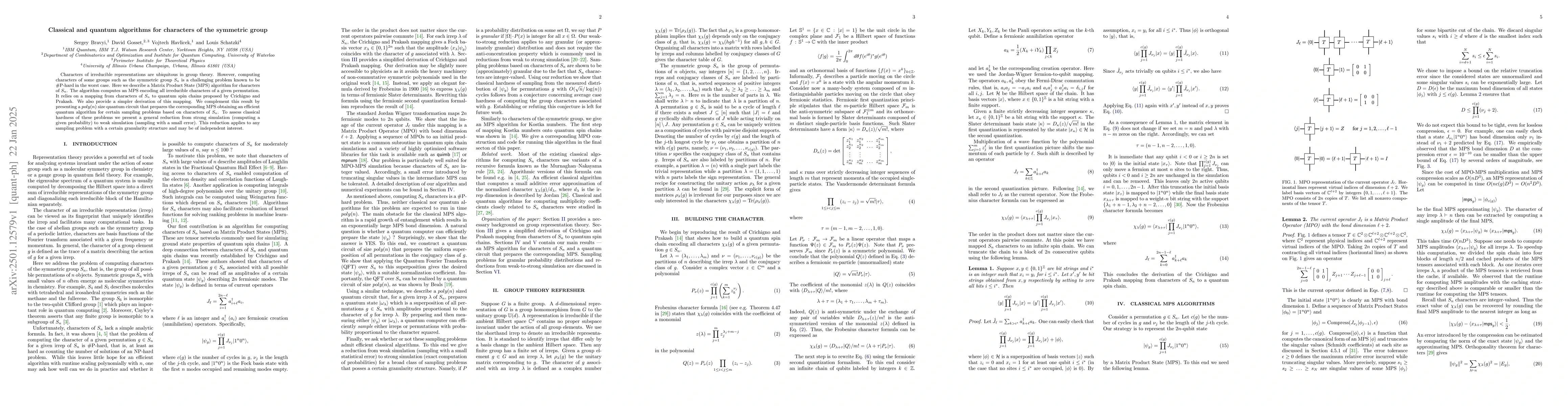 Thumbnail for Classical and quantum algorithms for characters of the symmetric group